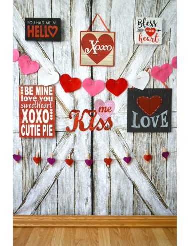 St Valentin Coeur Décoratif Mur Texte Romantique Porte de Grange Toile de fond M12-51 rembourrage situé sous