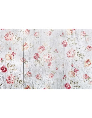 Tapis de sol caoutchouc en bois blanc à motif floral rouge élégant RM12-58 livraison gratuite