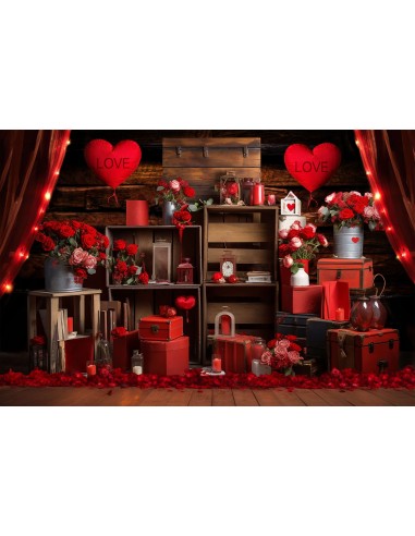 St Valentin Rose Rouge Décorative Coeur Toile de fond M1-02 Dans la société mordern