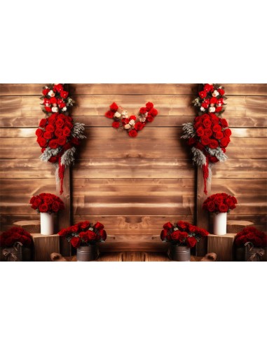 St-Valentin Panneau décoratif en bois avec rosace rouge Toile de fond M1-05 de votre