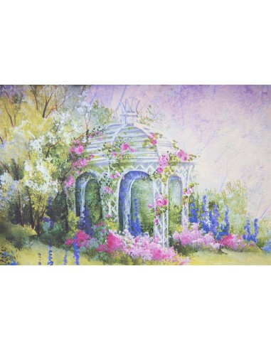 Printemps Peinture Huile Fantaisie Enveloppant Pavillon Fleuri Toile de fond M1-19 50-70% off 