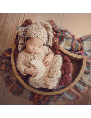 Esthero Accessoire de photographie pour nouveau-né croissant de lune en bois SYPJ5 les ligaments