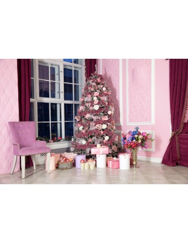 Arbre de Noël Rose Chambre Cadeaux Toile de fond M10-45 votre