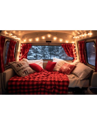 Noël Camper Van Rouge Décoré Toile de fond M11-58 chez Cornerstreet bien 