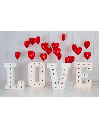 St Valentin Lettres d'Amour LED-Light Ballons Coeur Rouge Toile de fond M12-15 Economisez 